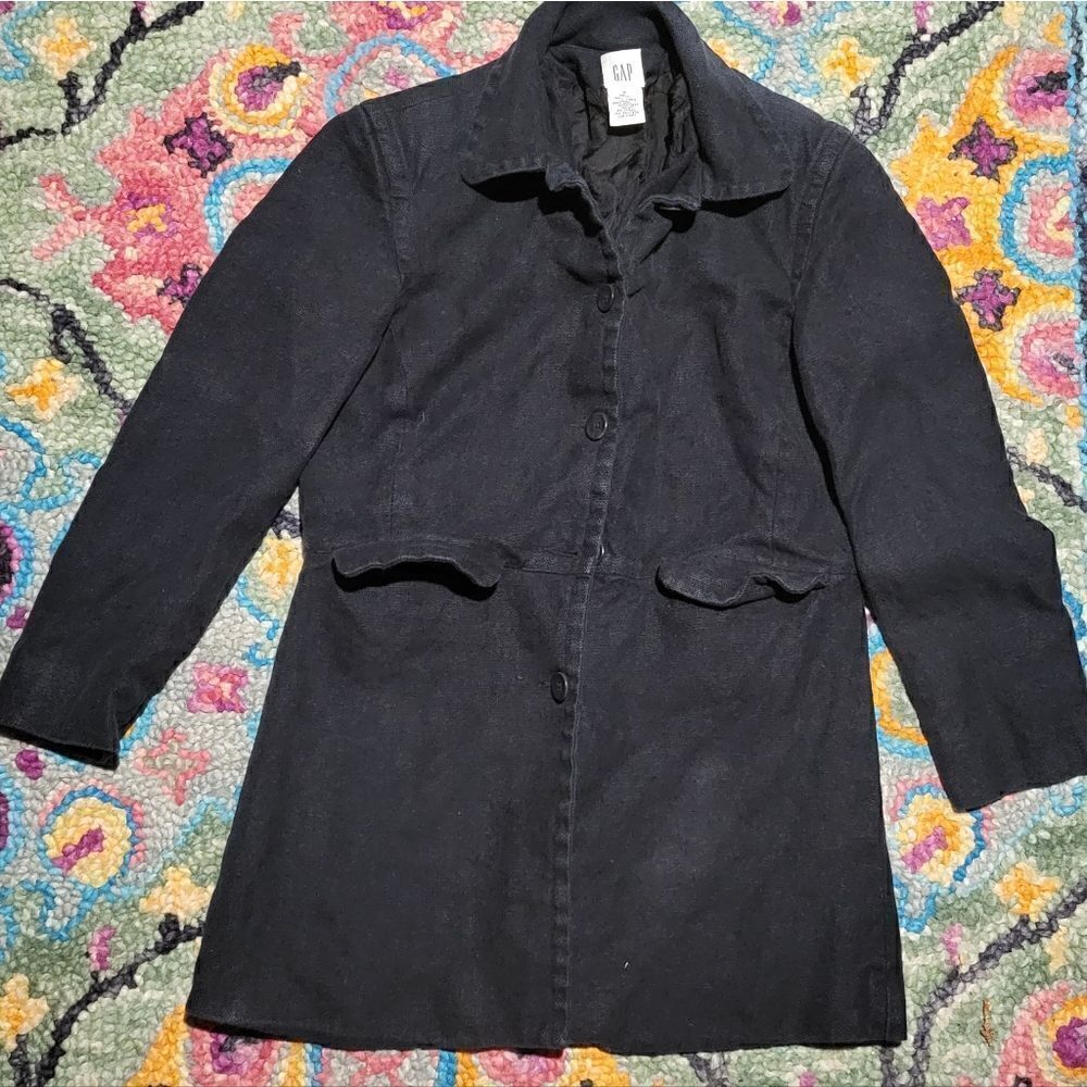 Vintage GAP Linen Blazer Jacket Black Women's 2